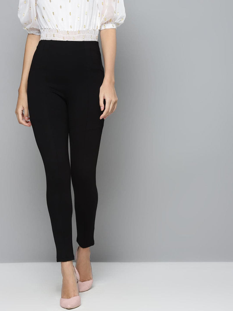 Buy Women Black Front Button High Waist Jeggings Online At Best Price 