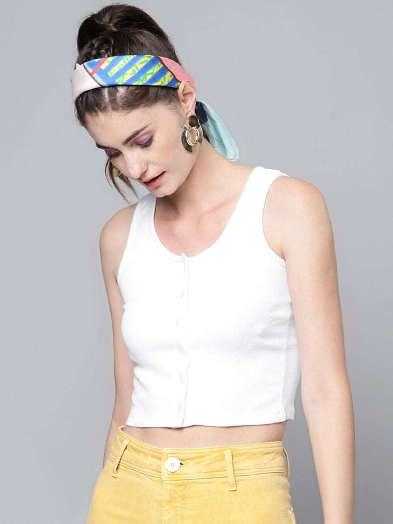 Buy Women White Strappy Rib Crop Top Online At Best Price