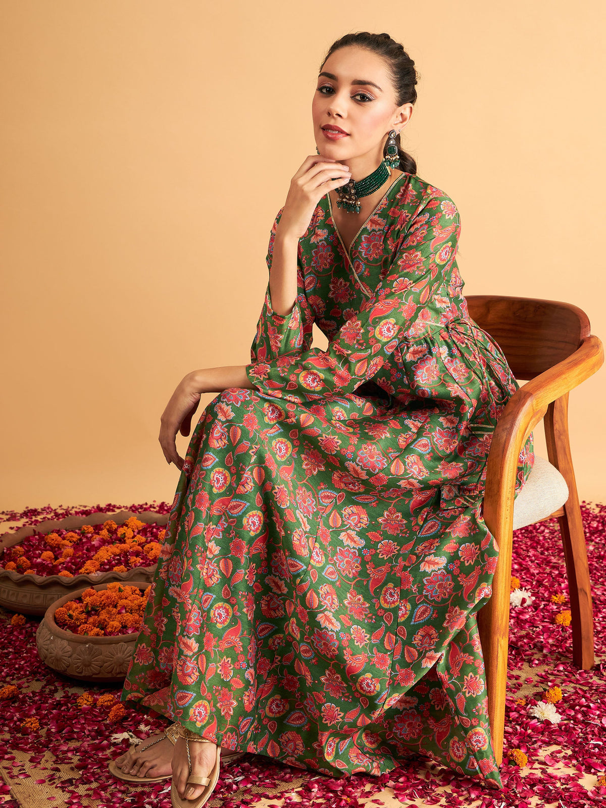 Ladies Full Sleeve Ethnic Festive Wear Gown at Rs 1200/piece in Surat | ID:  20482145073