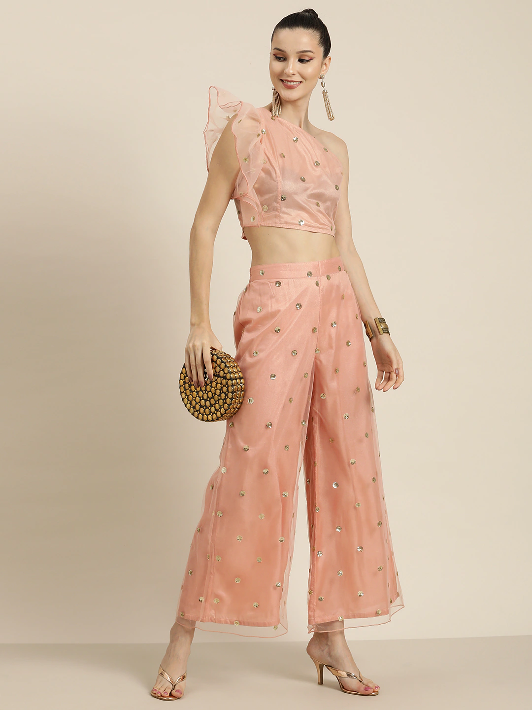 Buy DONSON Womens Solid Wide Leg Palazzo Lounge Pants Casual PEACH Online  at Best Prices in India  JioMart