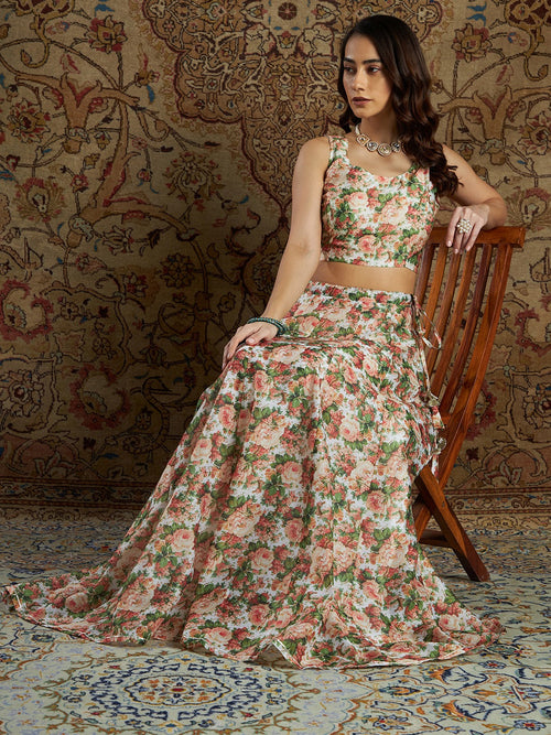 Buy Mushroom Hand Embroidered Lehenga with a Blouse and Dupatta by RAHUL  MISHRA at Ogaan Online Shopping Site