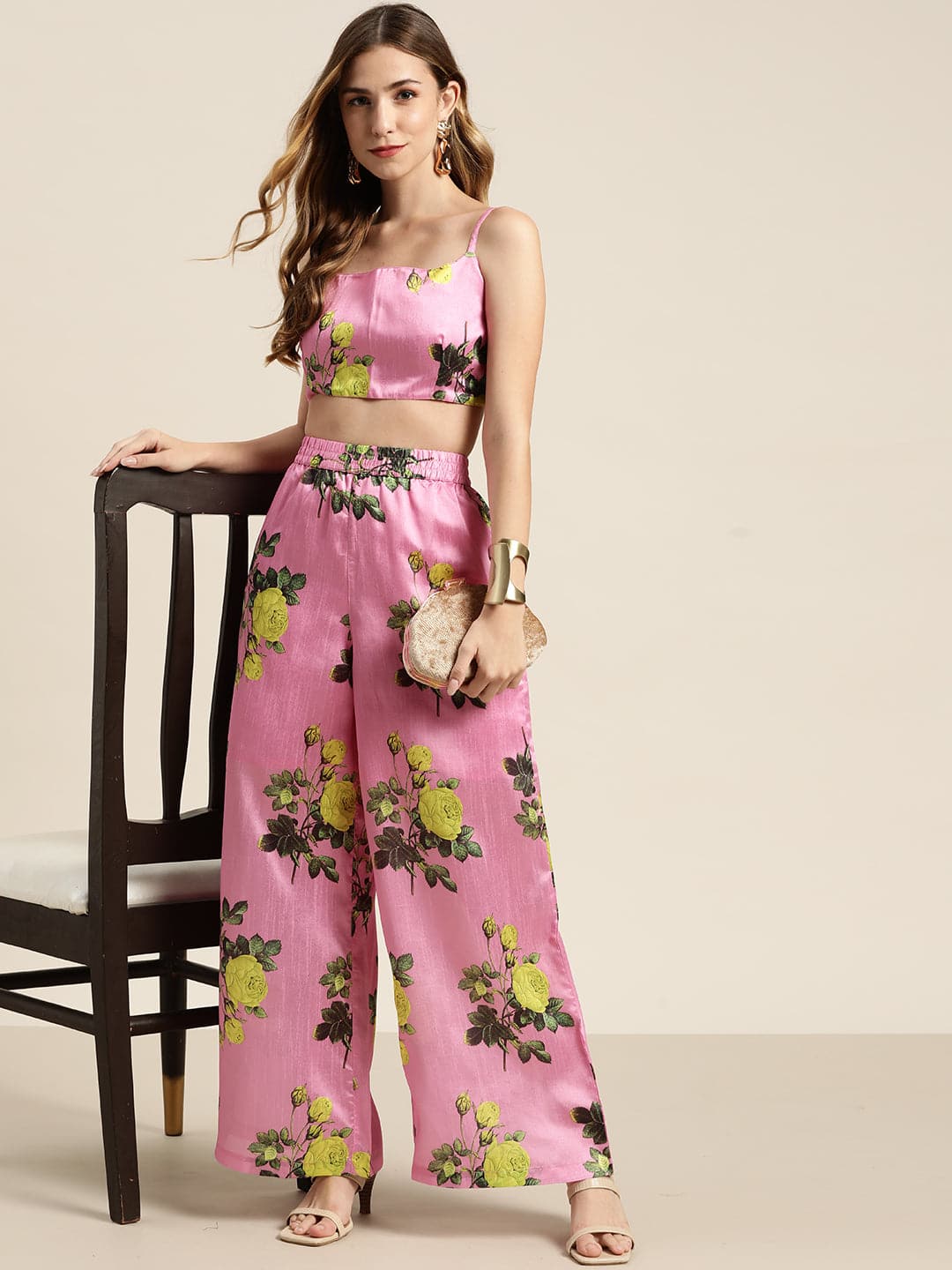 Buy Pink Floral Crop-Top For Women Online in India