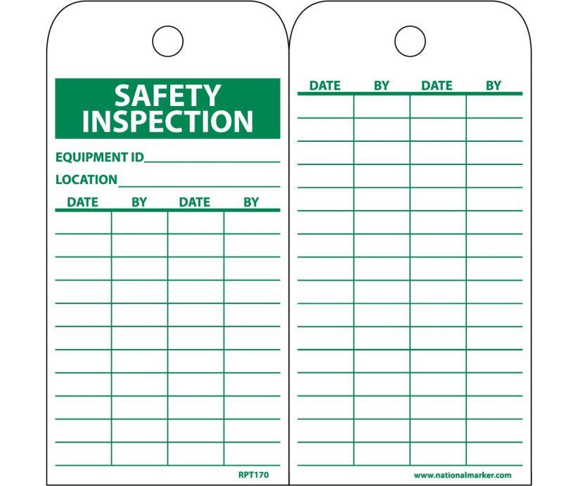 TAGS, SAFETY INSPECTION RECORD, 6X3, UNRIP VINYL, 25/PK