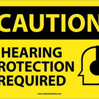 CAUTION, HEARING PROTECTION REQUIRED, GRAPHIC, 7X10, .040 ALUM