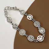 'Happiness' Smiley Silver Charm Bracelet