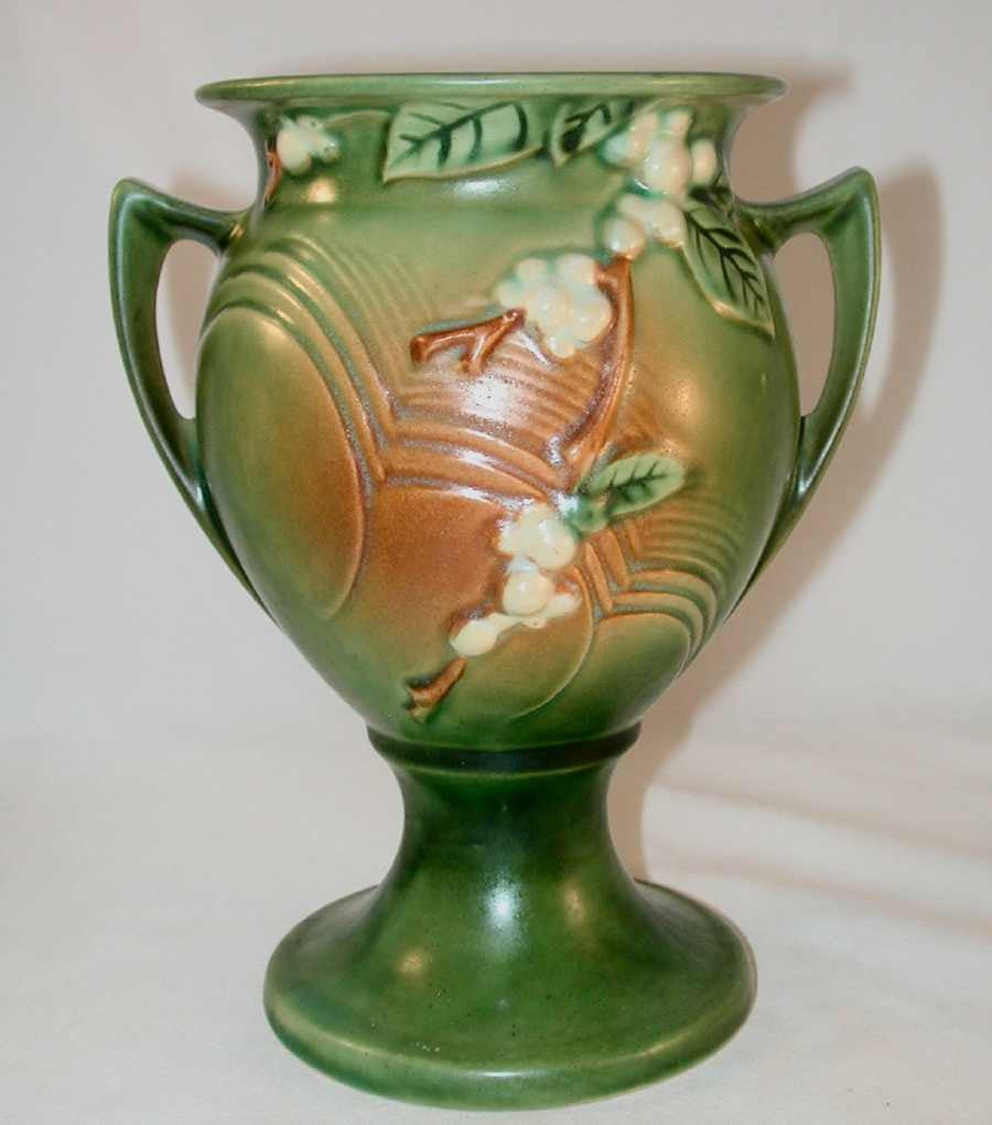 Rare Roseville Pottery Late 1940's Snowberry Pattern Trophy Vase