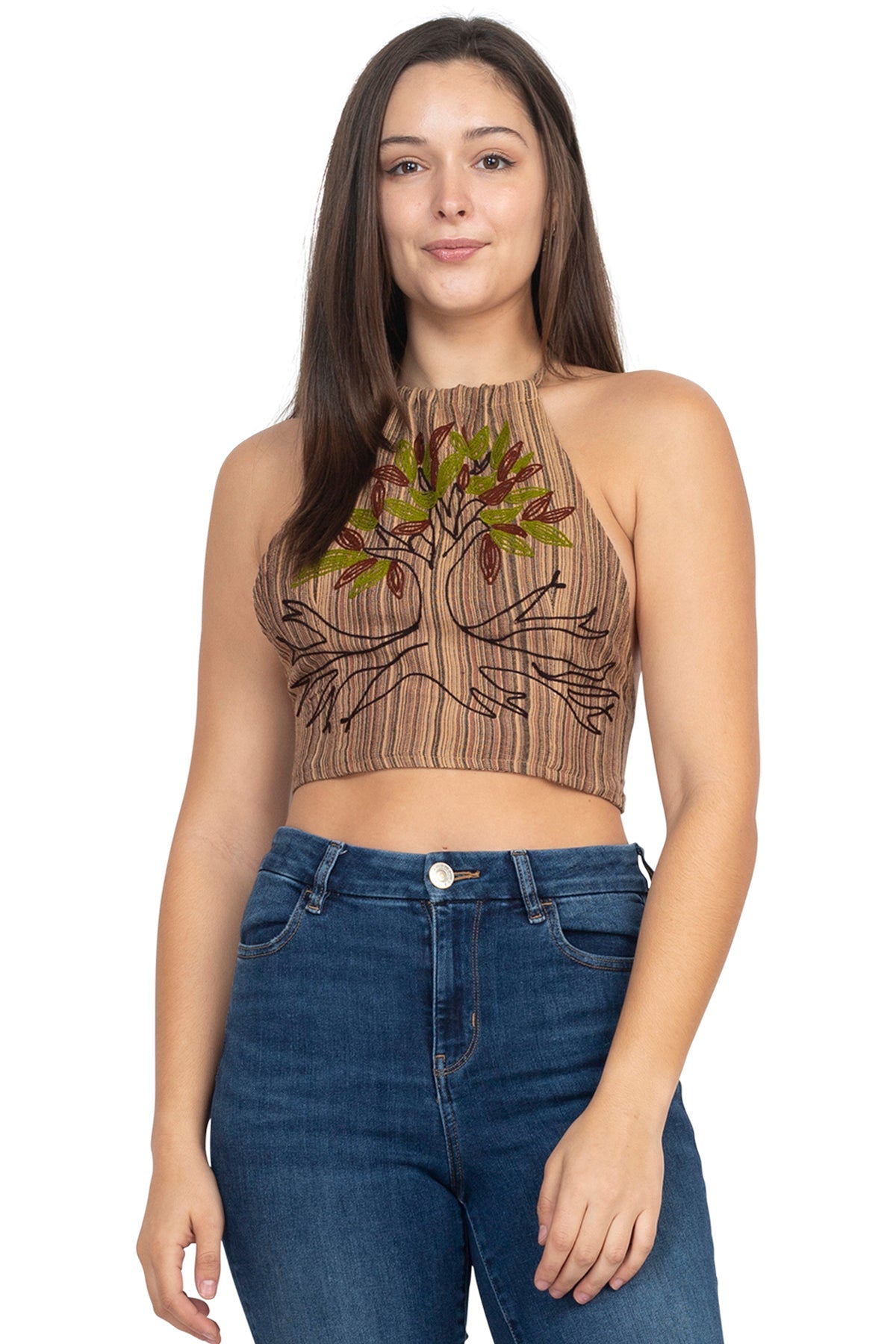 Women's Cotton Jersey Paisley Halter Top