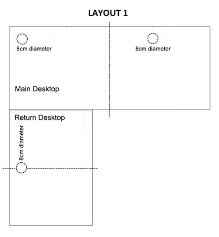 Corner Desk Grommet Holes - Layout 1