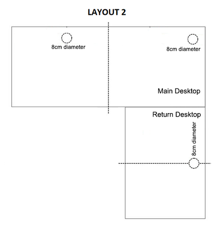 Corner Desk Grommet Holes - Layout 2