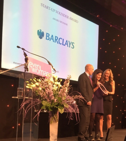 Sophie Deen receiving the Barclays award