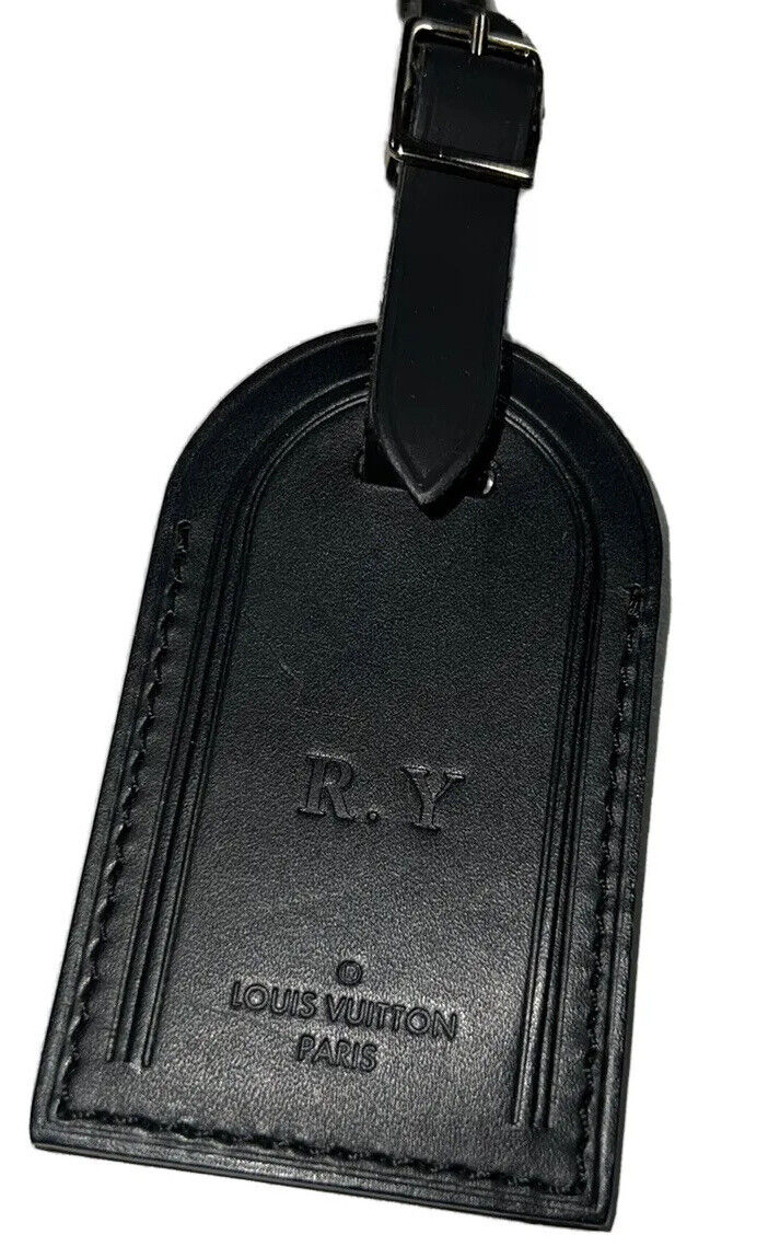 Louis Vuitton Luggage Tag Black Calfskin Leather w/ RZ Initials Goldto –  PoshBagShop