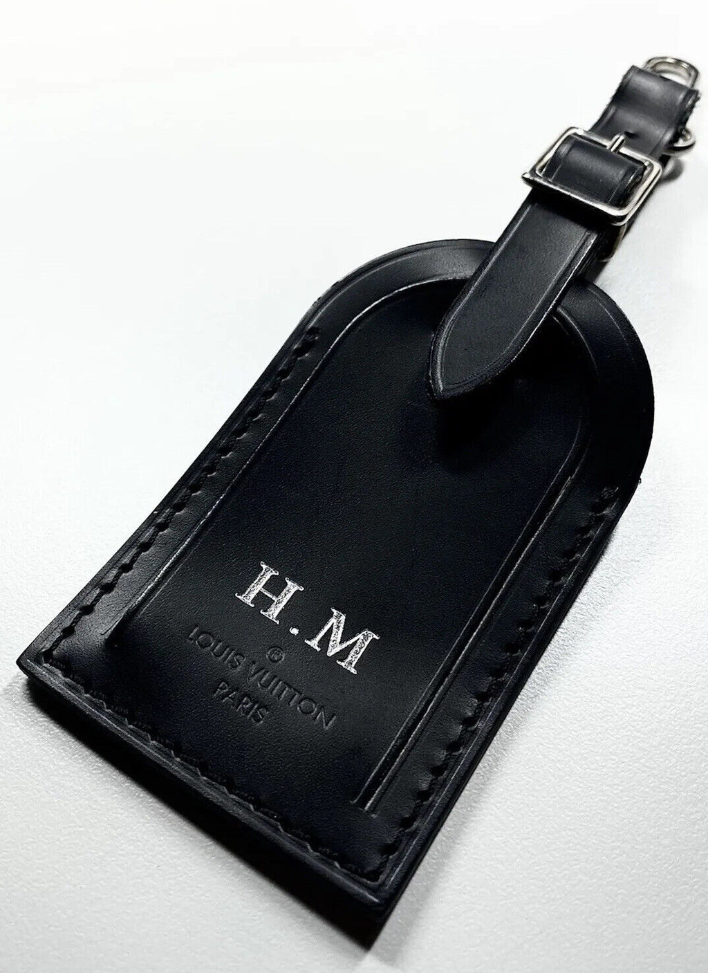 Louis Vuitton Black Luggage Tag w/ IS Initials Small 🍁 Silvertone
