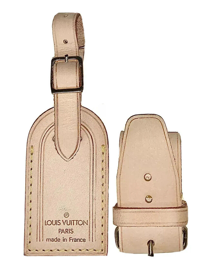 Authentic Louis Vuitton Luggage Tag w/ Loop Strap Set - Small