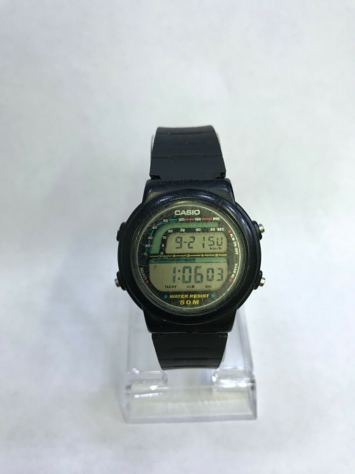 Casio TRW-21 Digital Watch Vintage Rare 861 Tachy Meter WR 50M Year 19 ...