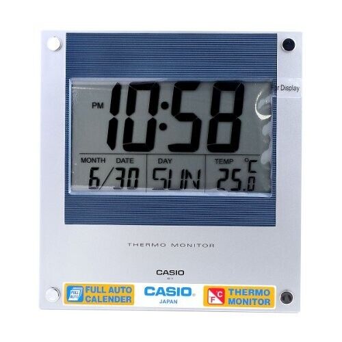 Inca Empire Dangle lindring Casio New Original Wall Clock ID-11-2D Temperature Digital Silver Blue —  Finest Time
