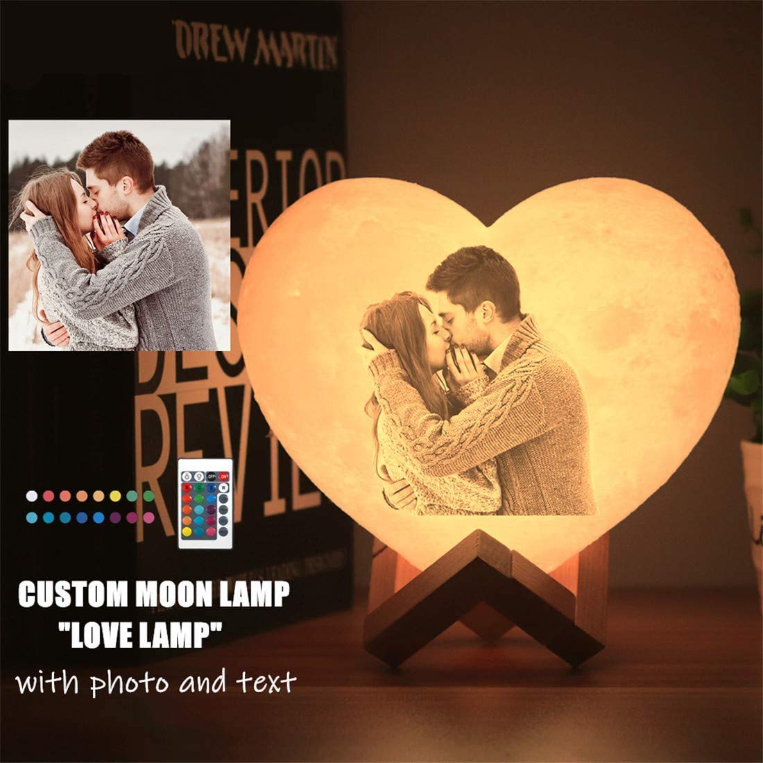 customized heart shaped moon lamp