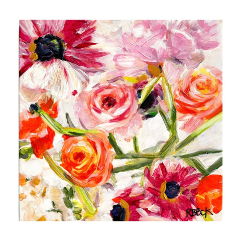 Flower painting, ryan beck art, ryan beck floral, pink flowers, orange flowers, blooms