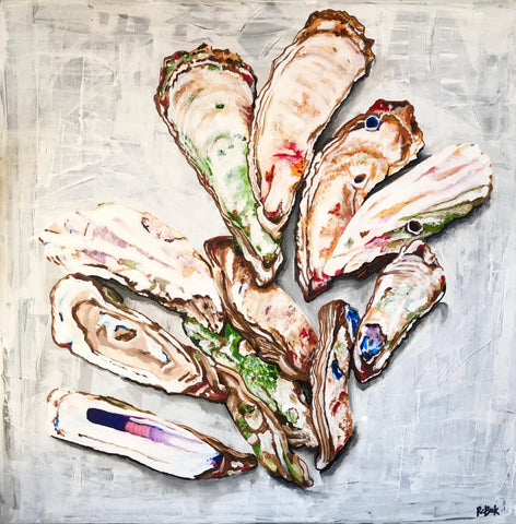 oysters oyster art bundle colorful oysters coastal decor vacation home decor large canvas