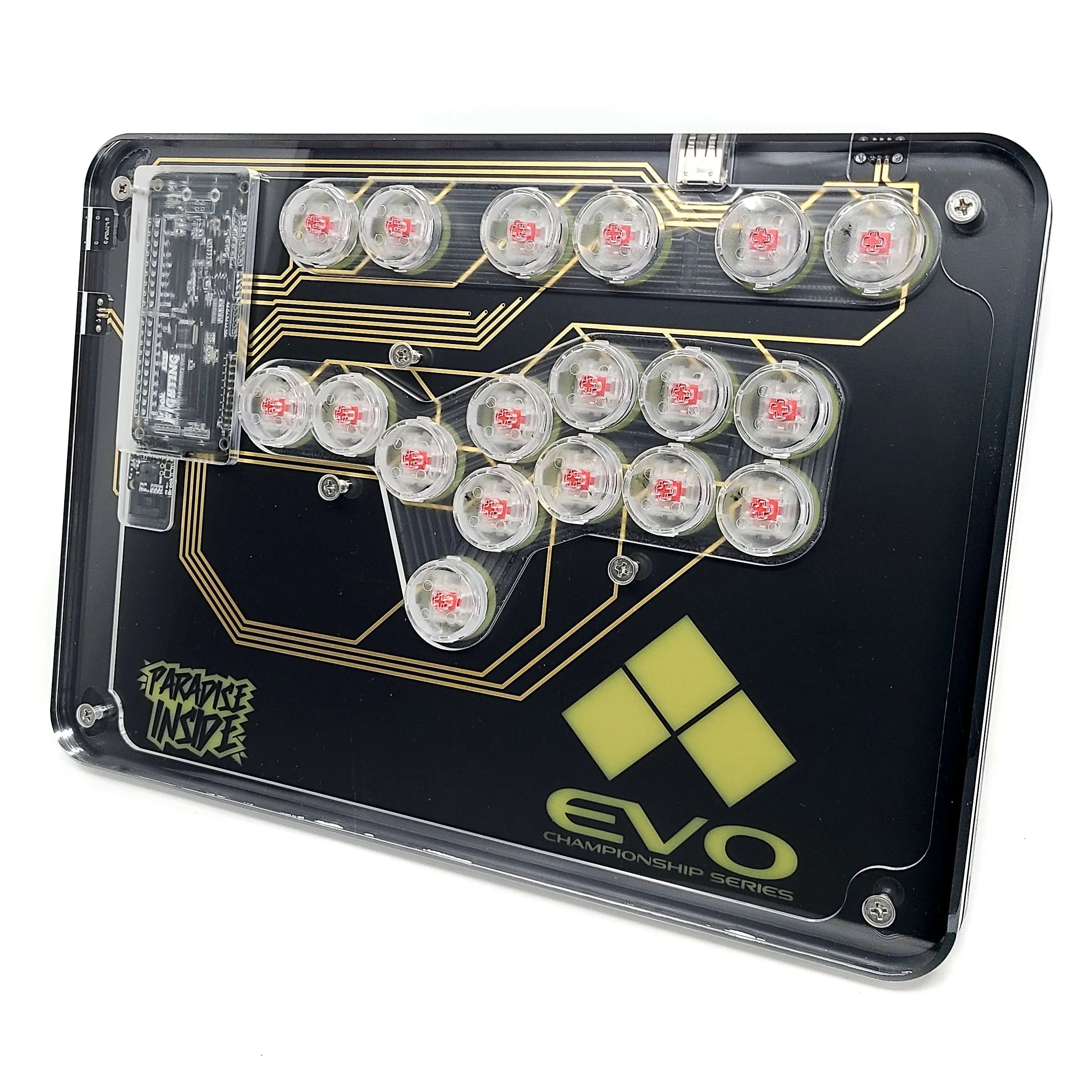 EVO Custom MPress Fighting Case - BLACK PCB + Silver Trace Paradise Arcade