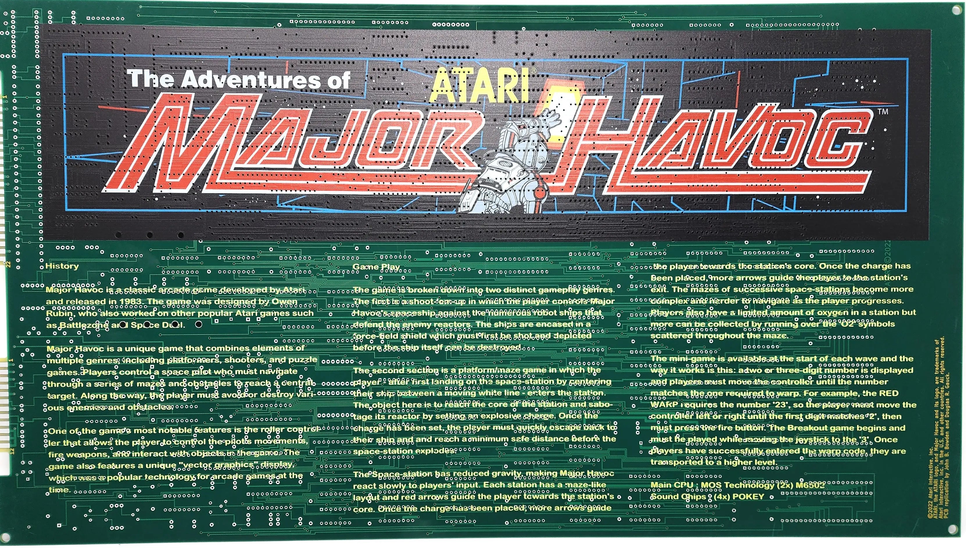 Atari Major Havoc Reproduction PCB Rev D Paradise Arcade Shop