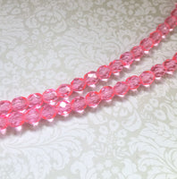 New Rose 6mm Fire Polished Beads Strand of 25
