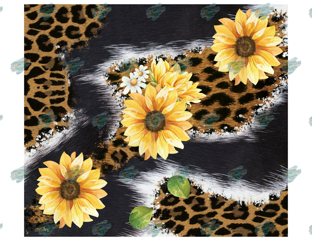 Download Cowhide Leopard Sunflower Tumbler Sublimation Transfer Glitter N Glitz Designs
