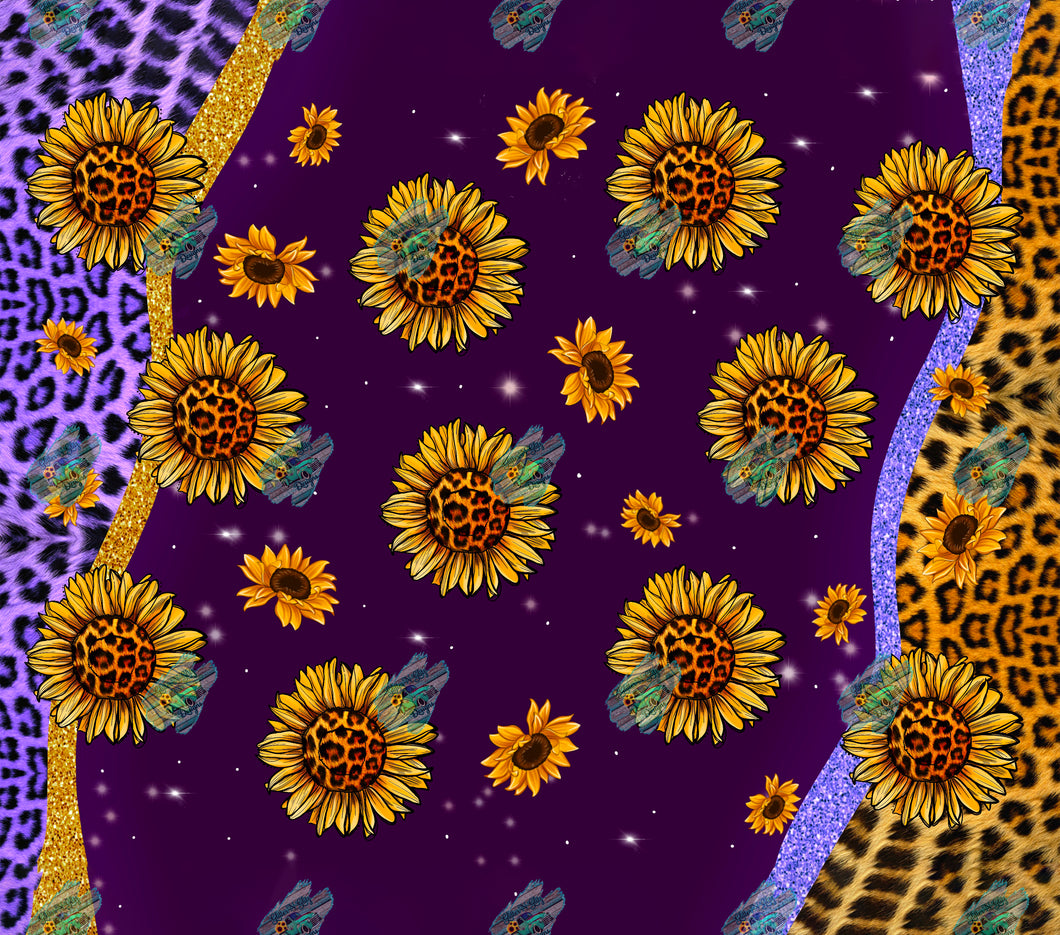 Download Sunflower Purple Leopard Tumbler Sublimation Transfer Glitter N Glitz Designs
