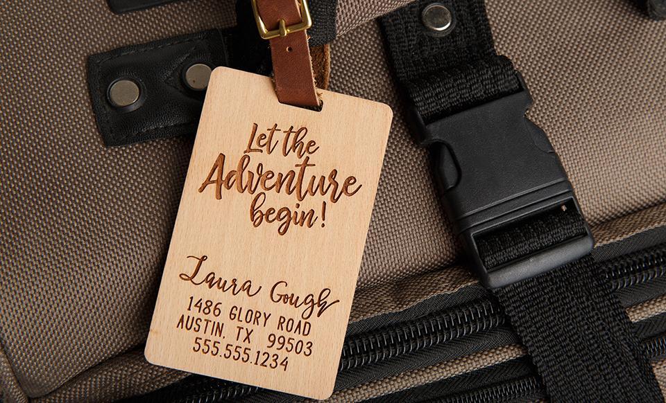 wooden luggage tags