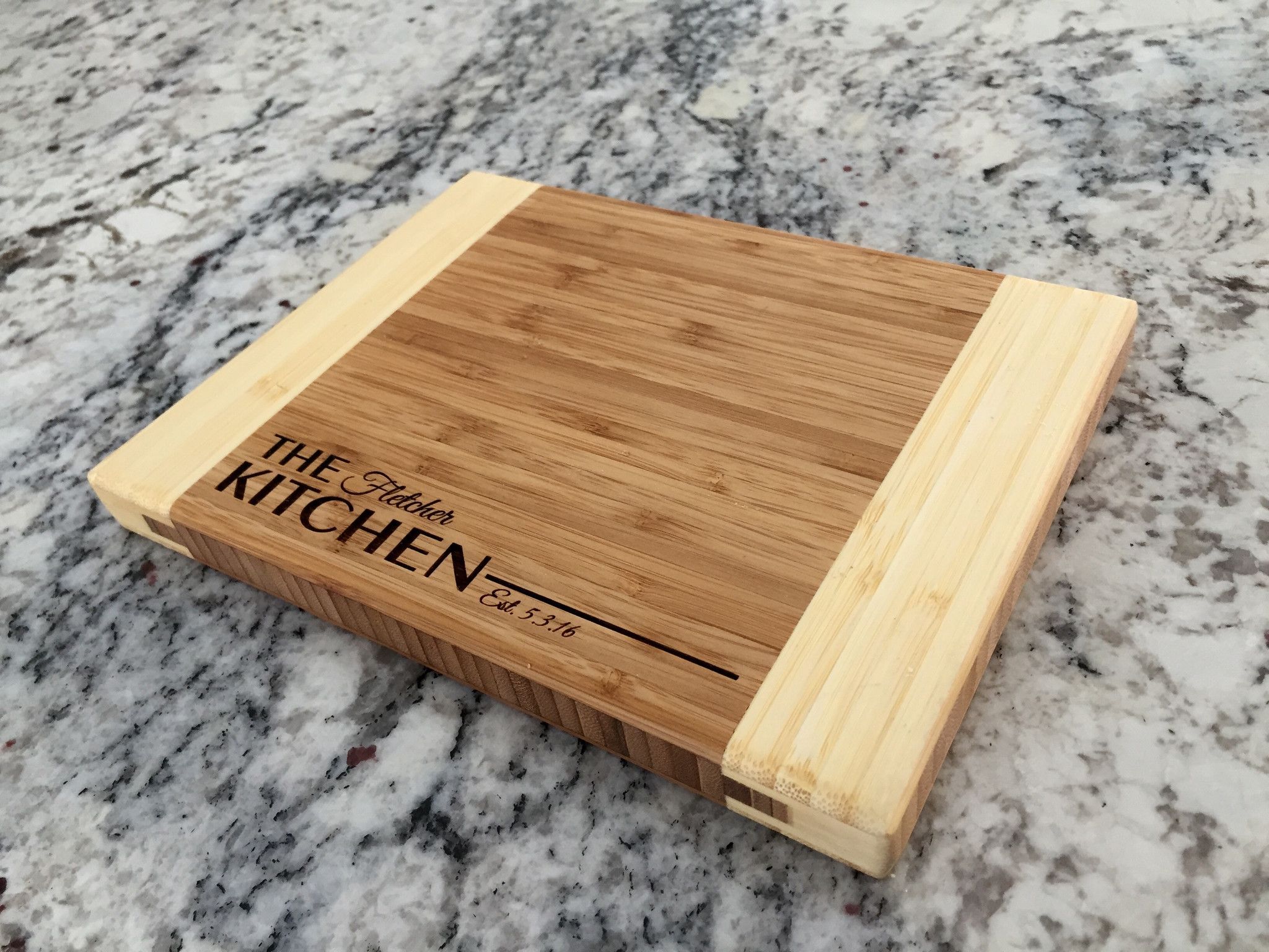 Personalized iCutting Boardi 6x8 Two Tone Bamboo Qualtry