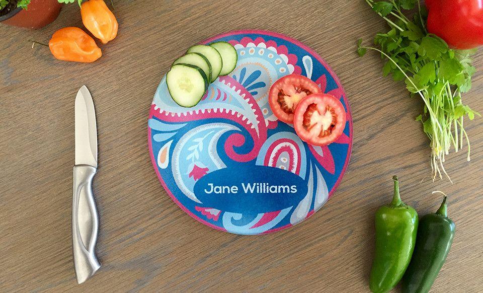 Personalized Tempered Glass Round Cutting Boards Qualtry