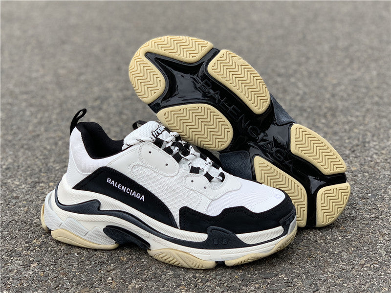 balenciaga triple s white black