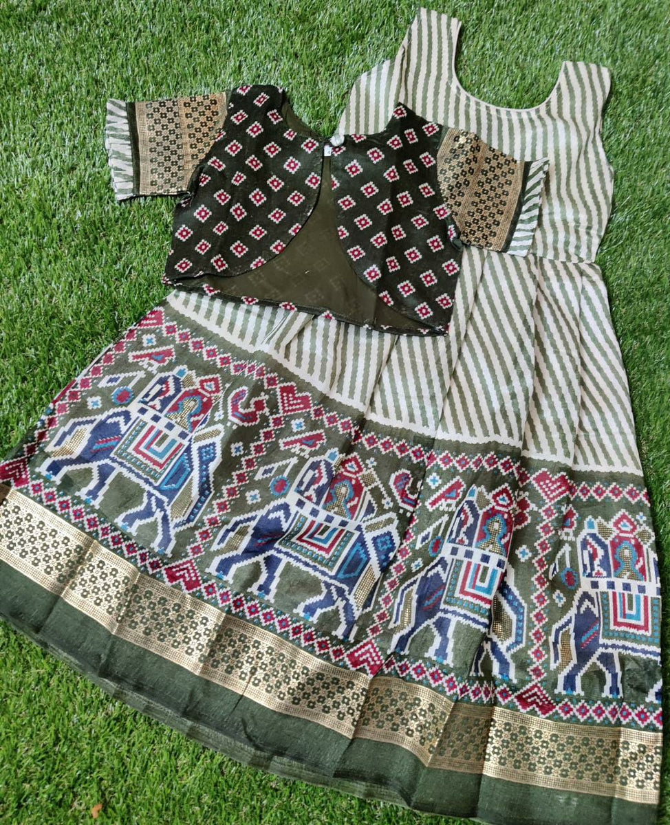 Jute Silk kids frock with Coat – Chickpet Sarees