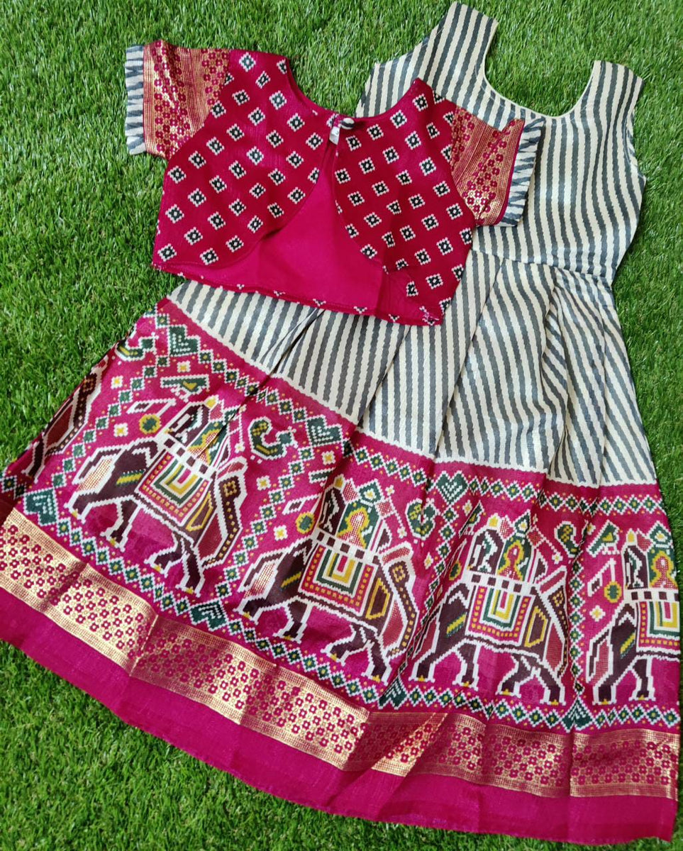 Jute Silk kids frock with Coat – Chickpet Sarees