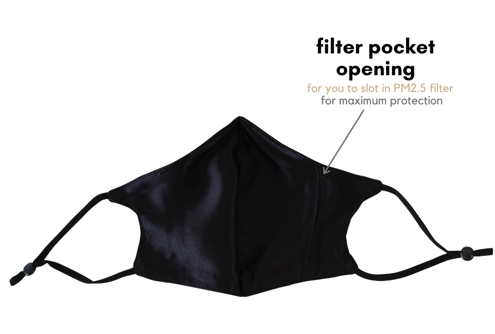 silk mask with filter pocket