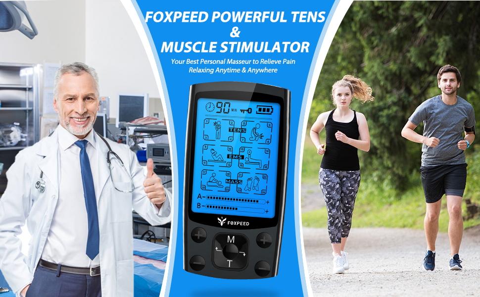 FOXPEED Dual Channel TENS Unit Muscle Stimulator for Pain Relief