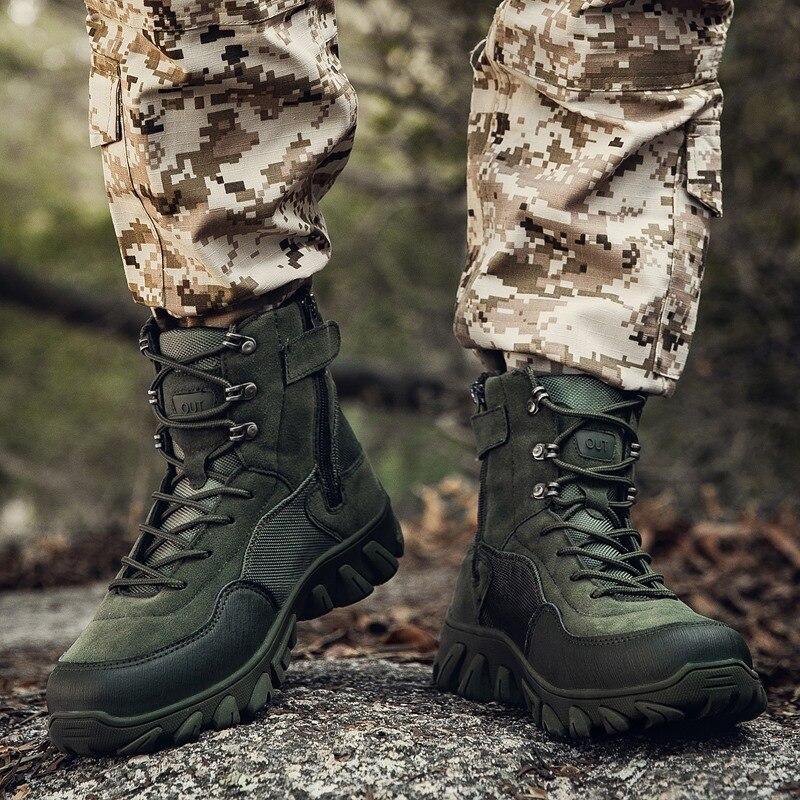 Tactical Military Combat Boots Men Suede Leather US Army Hunting Trekk ...