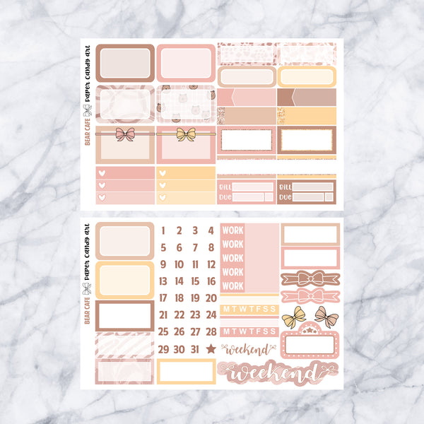 HP MINI Kit Bear Cafe // Weekly Planner Stickers Kit // Happy Planner Classic