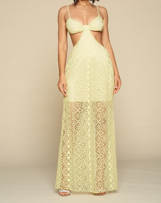 lace cut out maxi dress