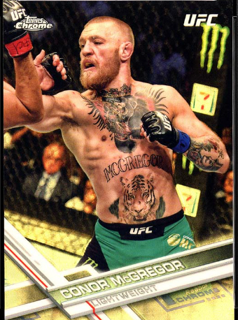 The rare Conor McGregor 2017 Topps UFC Chrome Superfractor card