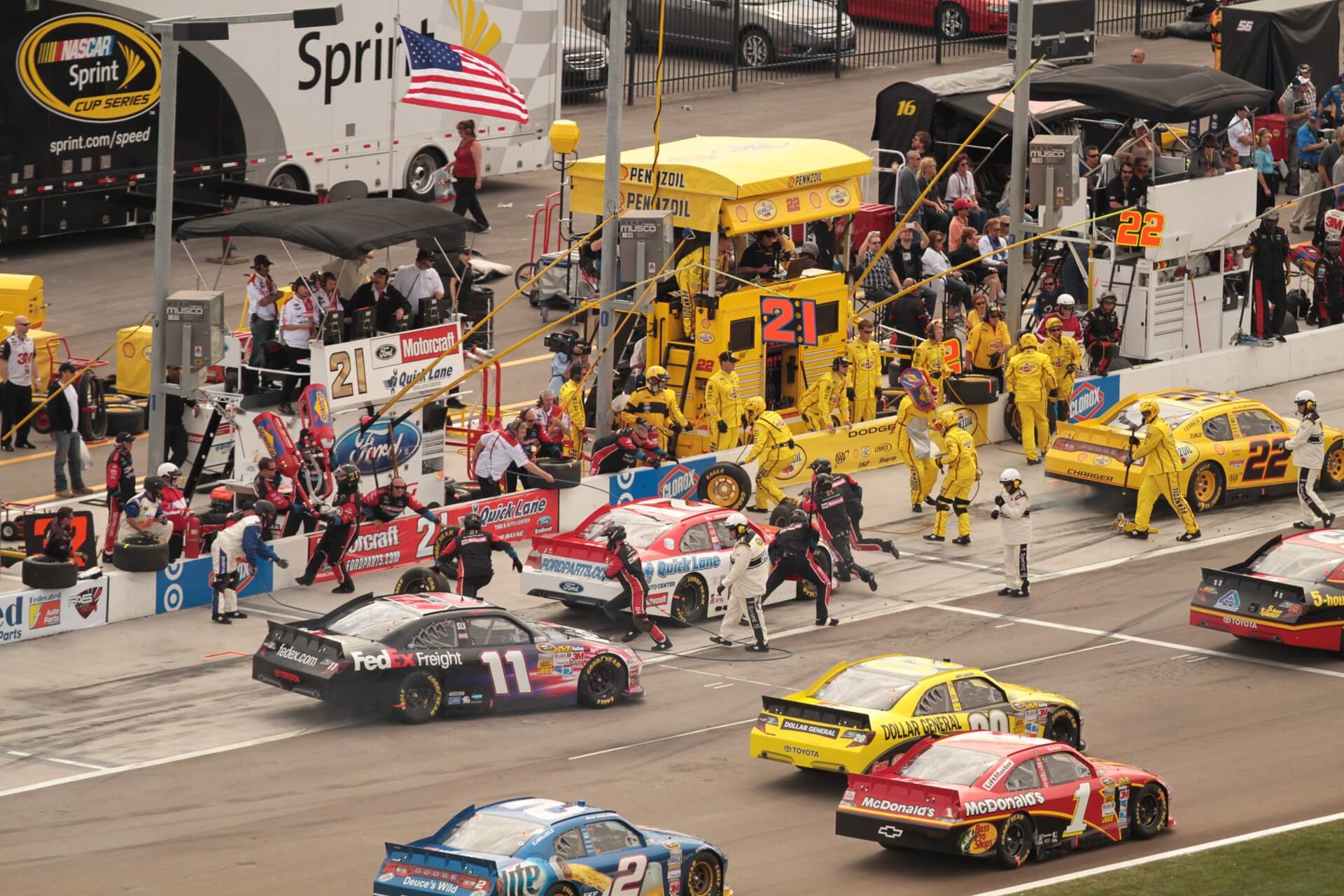 NASCAR pit crew in action