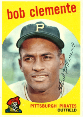 The 1959 Topps baseball card design featuring Roberto "Bob" Clemente