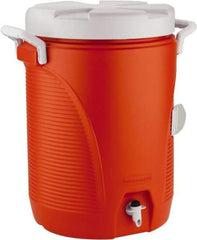 Rubbermaid - 5 Gal Beverage Cooler - Plastic, Orange/White - Makers Industrial Supply