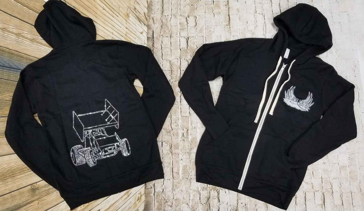 Rhinestone Sprint Car Zip Up Hoodies - Many Colors & Styles | Fearless ...