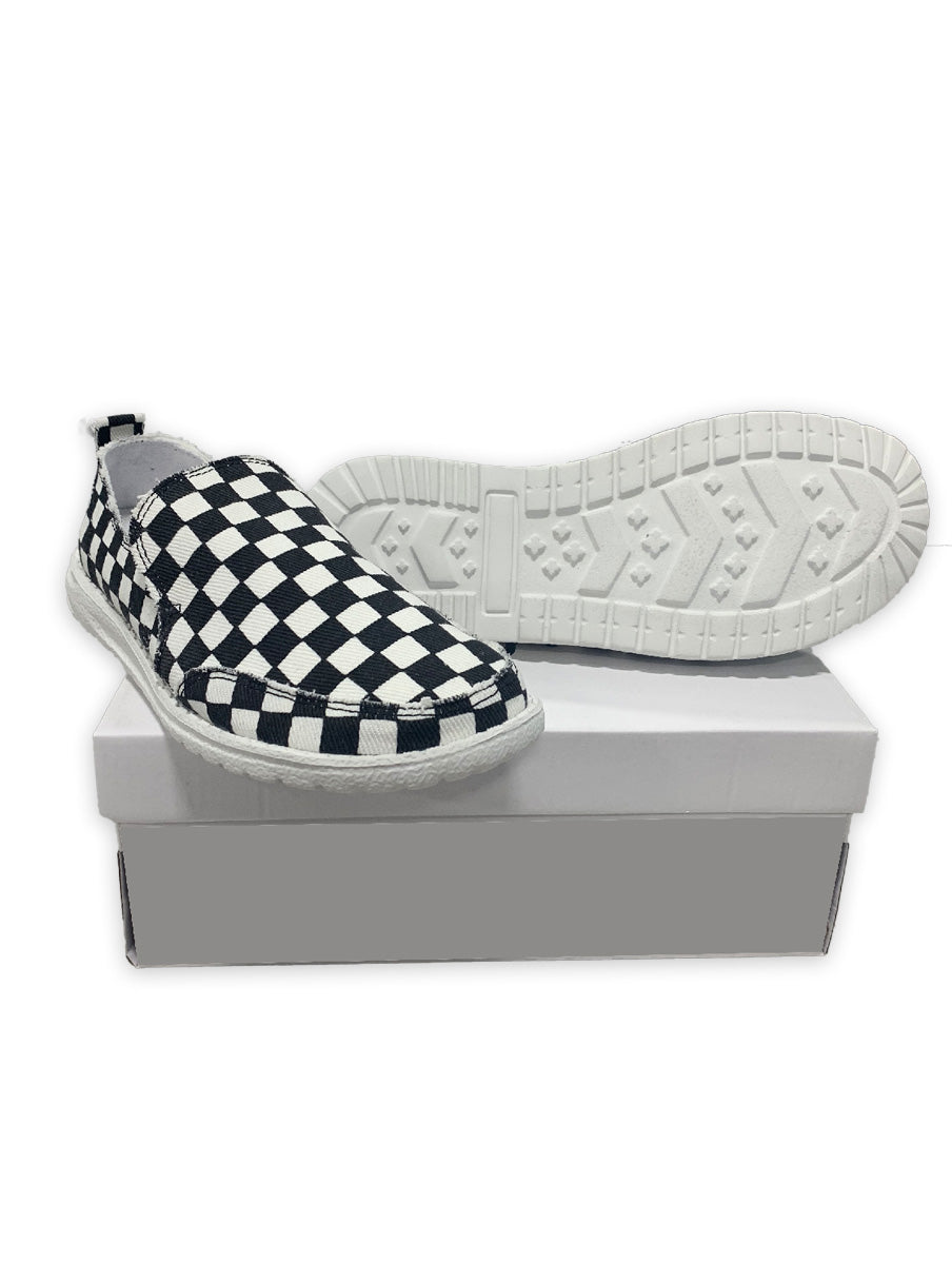 black white checkered shoes