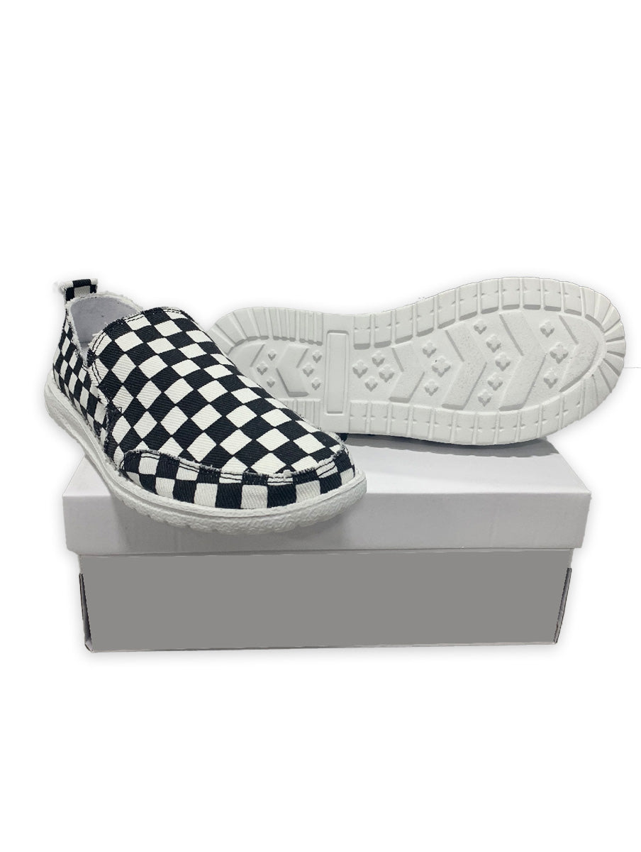 black and white checkered tennis shoes