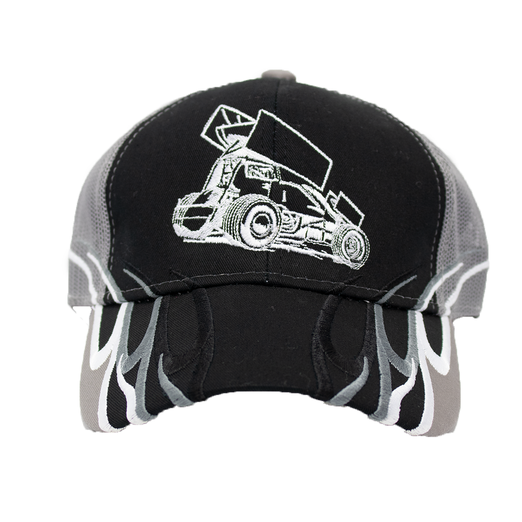 Sprint Car Trucker Hat with Flames | Fearless Race Wear