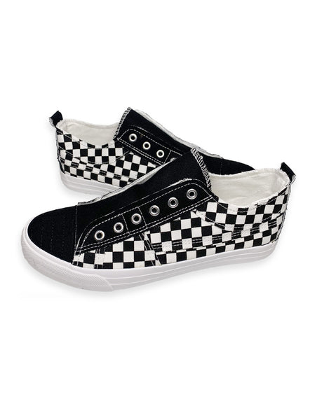 black and white checkered tennis shoes