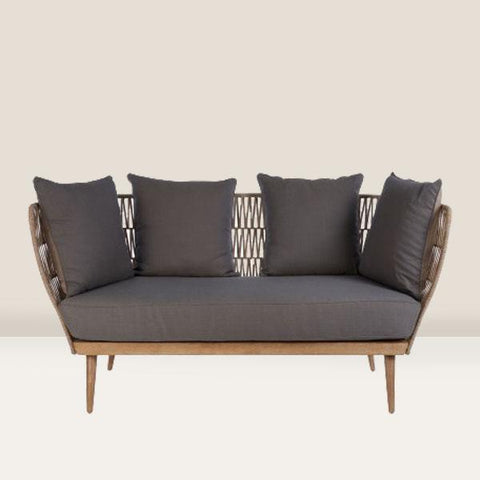 Cosy outdoor 2 seater sofa with cushions in Grey & Taupe