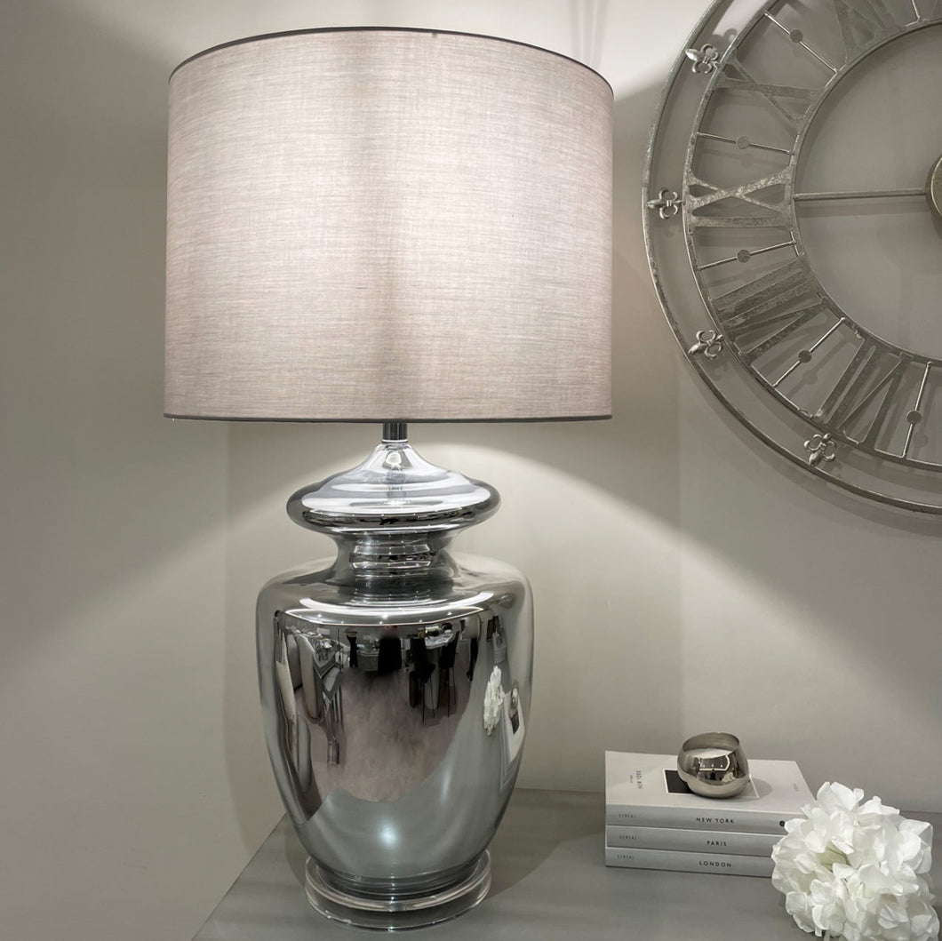 large silver bedside lamps