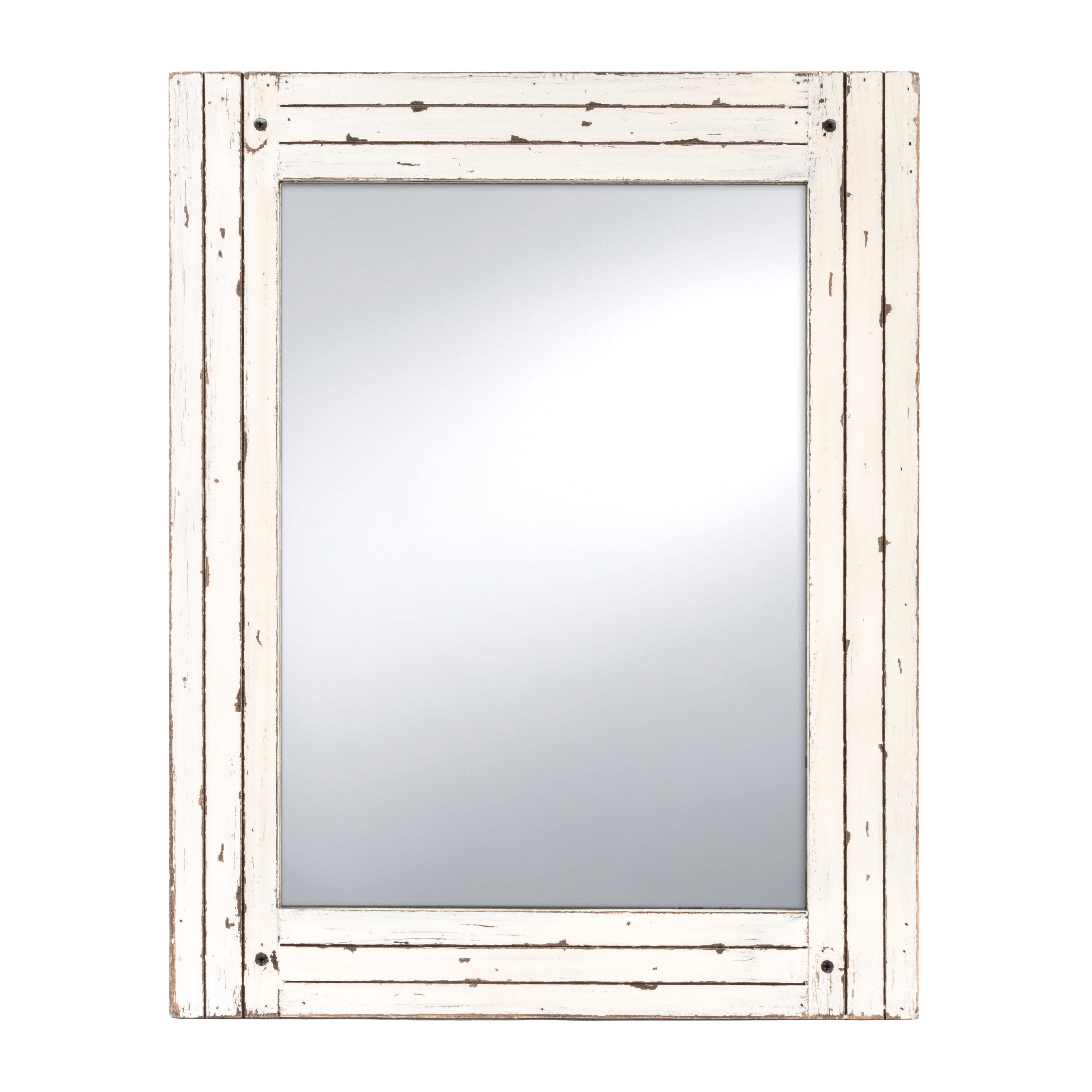 Homestead 18.5-Inch by 23.5-Inch Distressed Wood Mirror, Antique White